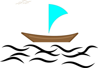 sailing boat on the sea illustration concept
