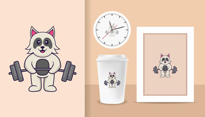 Cute dog cartoon character. Prints on T-shirts, sweatshirts, cases for mobile phones, souvenirs. Isolated vector illustration.