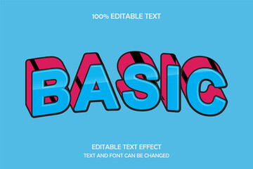 Basic 3 dimension editable text effect,blue red wrap line style