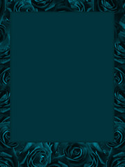 floral background with green roses flower template background, copy space