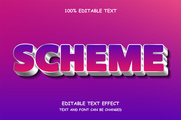 Scheme 3 dimension editable text effect gradation metal shadow style