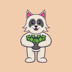 Cute dog cartoon character vector illustration.
