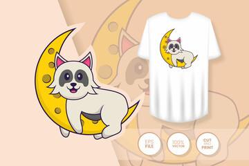 Cute dog cartoon character. Prints on T-shirts, sweatshirts, cases for mobile phones, souvenirs. Isolated vector illustration.