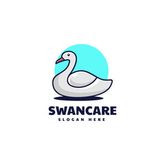 Vector Logo Illustration Swan Simple Mascot Style.