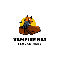 Vector Logo Illustration Vampire Bat Mascot Cartoon Style