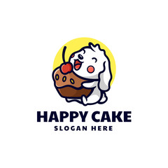 Vector Logo Illustration Dog Cake Mascot Cartoon Style
