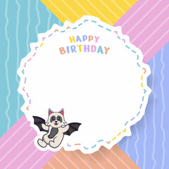 Happy Birthday greeting card with Cute dog cartoon character. Vector Illustration