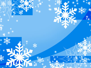 Fototapeta na wymiar 青色を基調とした雪の結晶を配したクリスマスフレーム