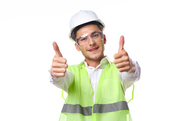 engineer in working uniform protective clothing documents construction