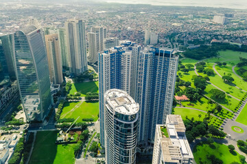 Taguig, Metro Manila, Philippines - Luxury high rise condominiums fill the southern BGC skyline.