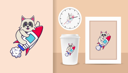 Cute dog cartoon character. Prints on T-shirts, sweatshirts, cases for mobile phones, souvenirs. Isolated vector illustration.