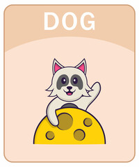 Alphabet flashcard with Cute dog cartoon character.