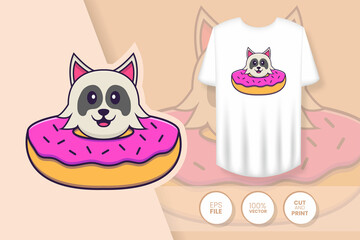 Cute dog cartoon character. Prints on T-shirts, sweatshirts, cases for mobile phones, souvenirs. Isolated vector illustration.