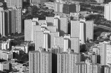 Aerial view of residential district in Hong Kong city