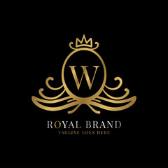 letter W royal crest vector logo design for vintage brand and beauty care initial