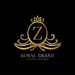 letter Z royal crest vector logo design for vintage brand and beauty care initial