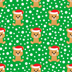 Cute cartoon bear. Vector illustration. Seamless pattern. Christmas.	