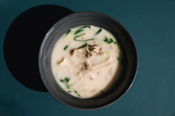 Korean food, pork and rice soup.