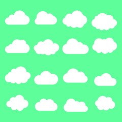 set of clouds on green background