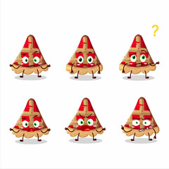 Cartoon character of slice of apple pie with what expression