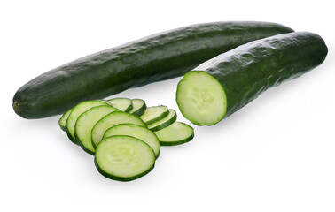 Fresh japanese cucumber isolated on white background