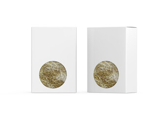 Dried oregano flakes packaging box mockup template on isolated white background, ready for design...