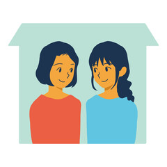 同じ家にすむ同性カップルのイラスト
