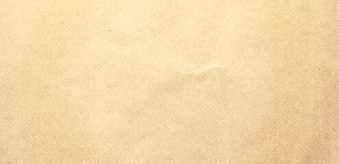 Close up panorama crumpled brown paper texture and background with copy space
