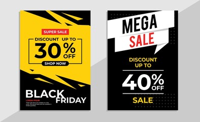 Sale banner design with discount up to 40% off. Flash sale vector template.