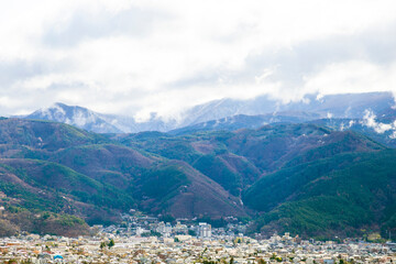 Fototapeta na wymiar Cityscape of Matsumoto town in Nagano, Japan
