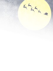 月に映るサンタクロースの影の銀色のイラスト