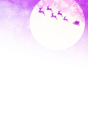 月に映るサンタクロースの影の紫色のイラスト