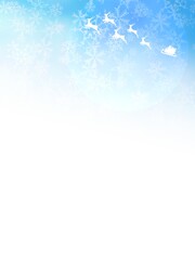 雪とサンタクロースのフレームがある水色の背景素材
