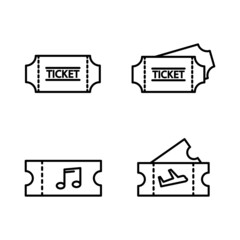 Ticket Icon. Icon Set Design Vector Template Illustration Sign And Symbol On White Background