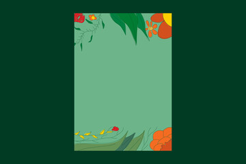 A flyer or card with foliage, leaves, and flowers. Good for posters, brochures, invitations, and etc.