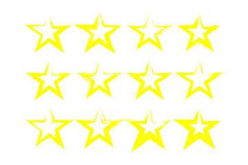 A set of hand drawn yellow stars isolated on white background. Good for any project.