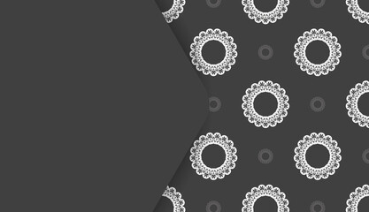 Black banner with luxurious white ornaments and place for your text