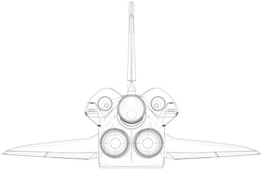 Space shuttle. Vector rendering of 3d