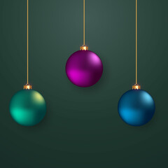 Christmas ball with green pink and blue color