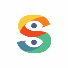 S letter with eyes logo design template illustration