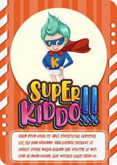 Character game card template with word Super Kiddo