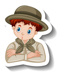 A sticker template of boy cartoon character