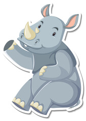 Rhinoceros cartoon character sticker