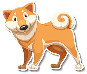 A sticker template of dog cartoon character