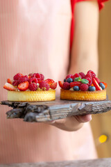 Cake with berries, delicious tartlet. High quality photo