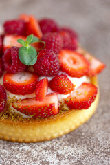 Cake with berries, delicious tartlet. High quality photo