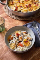risotto con patate cozze e pomodori