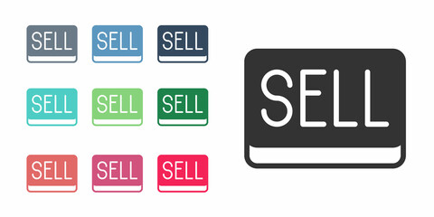 Black Sell button icon isolated on white background. Financial and stock investment market concept. Set icons colorful. Vector
