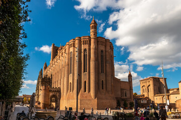Rear of the Sainte Cécile cathedral in Albi, from Sainte Cécile square, in the Tarn, in...