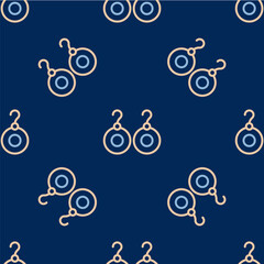 Fototapeta na wymiar Line Earrings icon isolated seamless pattern on blue background. Jewelry accessories. Vector